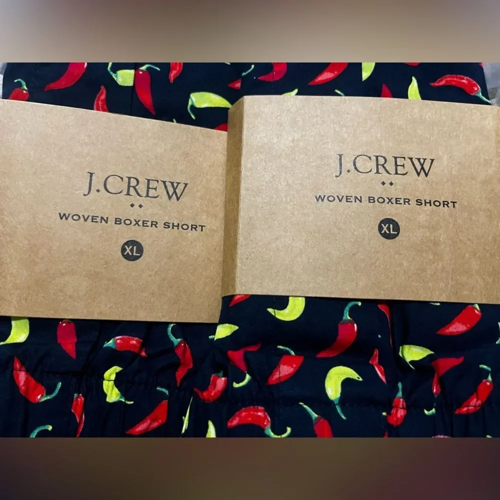 J Crew Men's Boxers Shorts‎ Hot Chili Allover Print 100% Cotton Size XL